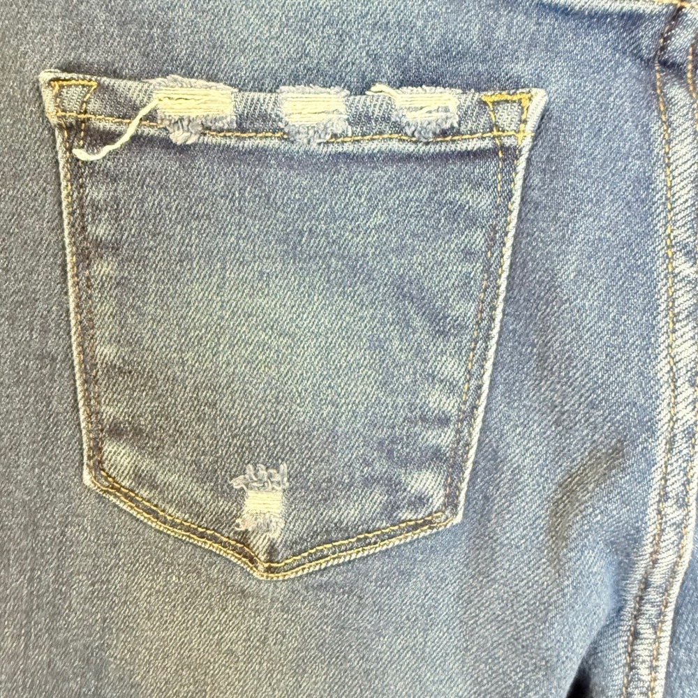 Womens Denim Jeans High Rise Cropped Bootcut Distressed Medium Wash Size 28 - Picture 9 of 11